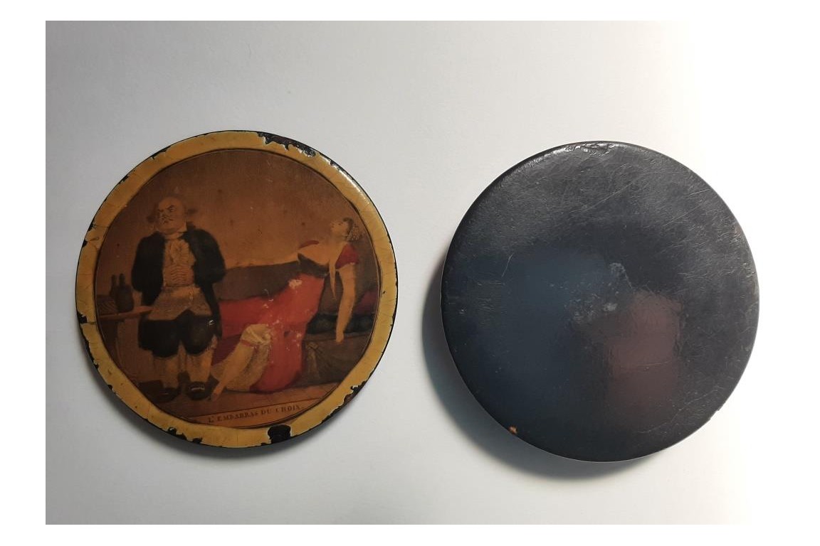 Seeing sex in the peep show, erotic snuffbox, 19th century