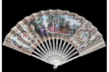 Souvenir of the first aerostatic balloons, fan circa 1900