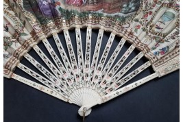 Souvenir of the first aerostatic balloons, fan circa 1900