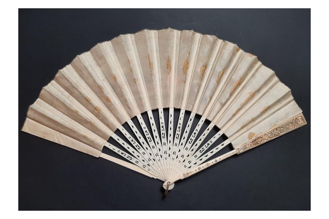 Souvenir of the first aerostatic balloons, fan circa 1900