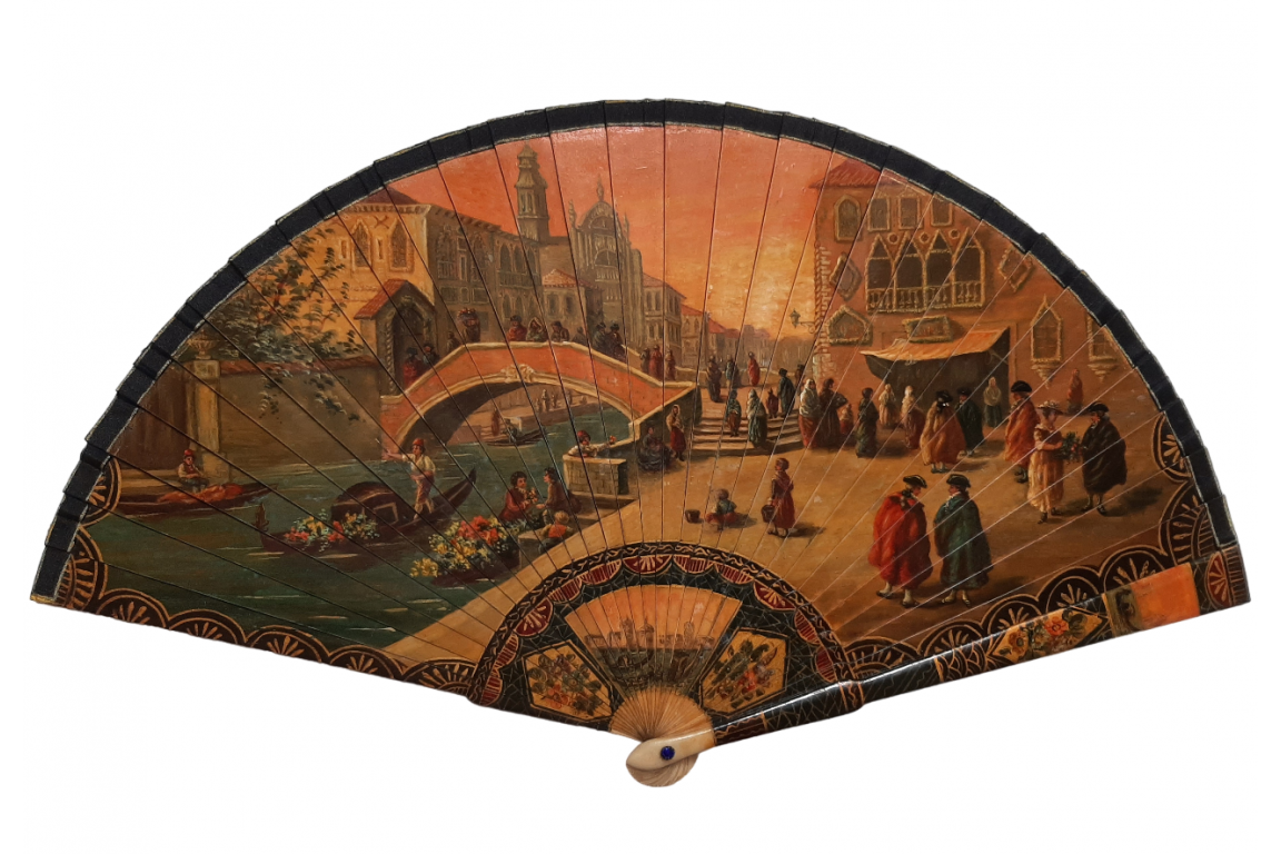 Sunset in Venice, fan circa 1900