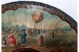 L'atterissage du ballon de Charles et Robert, éventail vers 1900