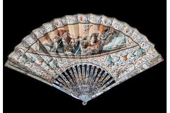 Apollo guiding the chariot of the Sun and preceded by Aurora, after Guido Reni. Fan circa 1770-80