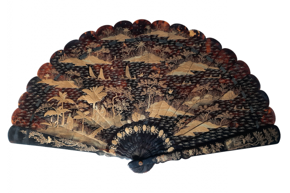 Japan, between sea and sky. 19th century fan