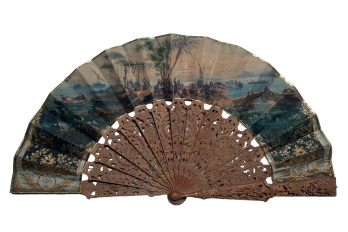 Coming by train to celebrate the harvest in Naples, fan circa 1863