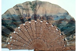 Coming by train to celebrate the harvest in Naples, fan circa 1863