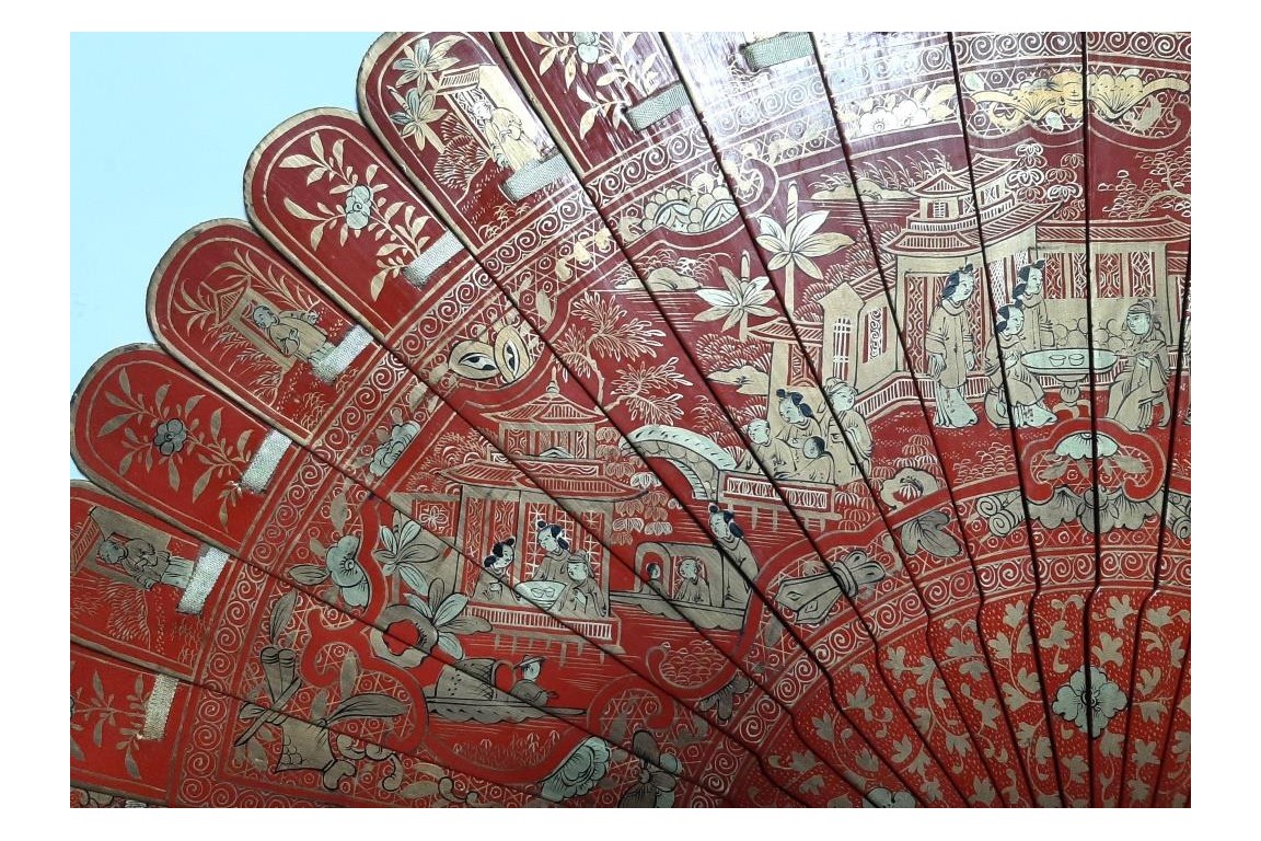 Luck and happiness. Chinese fan 19th century