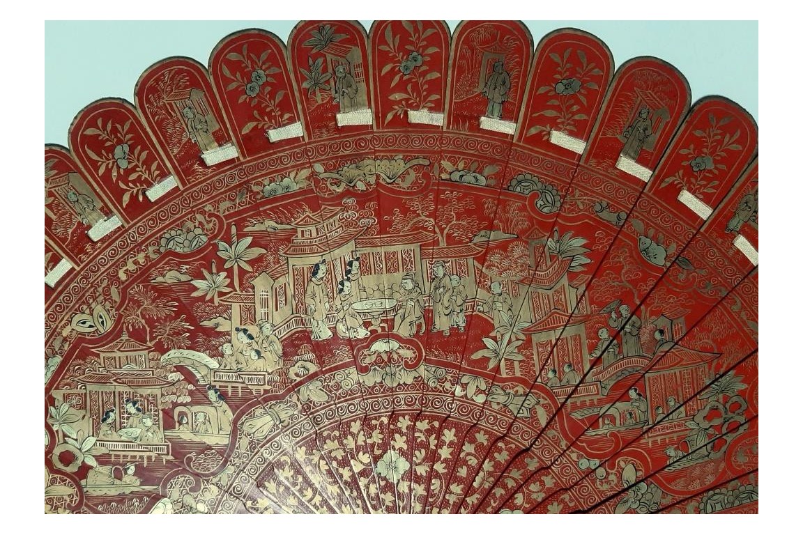 Luck and happiness. Chinese fan 19th century