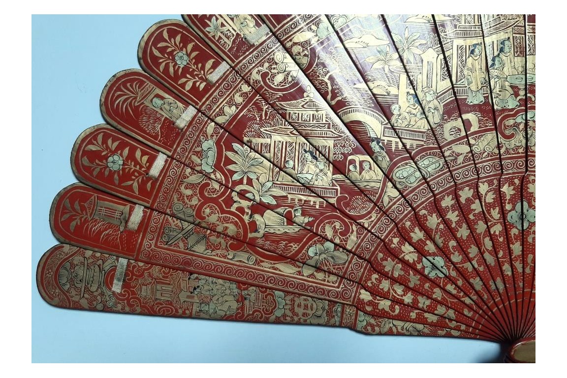 Luck and happiness. Chinese fan 19th century