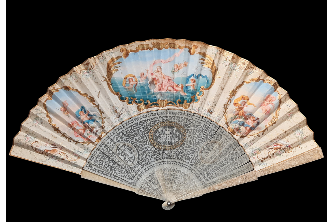 Venus of the Waters, fan by Dubois Davesnes circa 1850-60