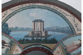 Lago Fusaro et Vesuvio, feuille d'éventail vers 1800-1820