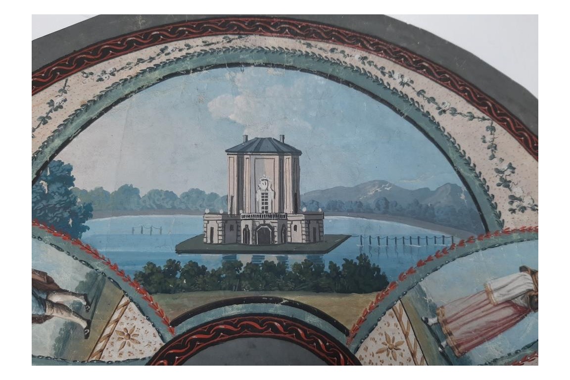 Lago Fusaro et Vesuvio, feuille d'éventail vers 1800-1820