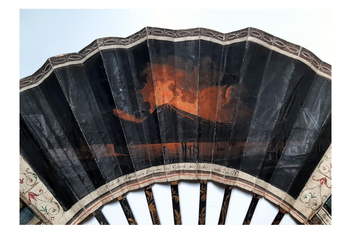 Eruptions of Vesuvius and Stromboli and the volcanic lake of Agnano, fan circa 1787