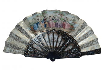 Gallantry with mica, fan circa 1860