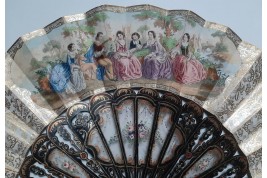 Gallantry with mica, fan circa 1860