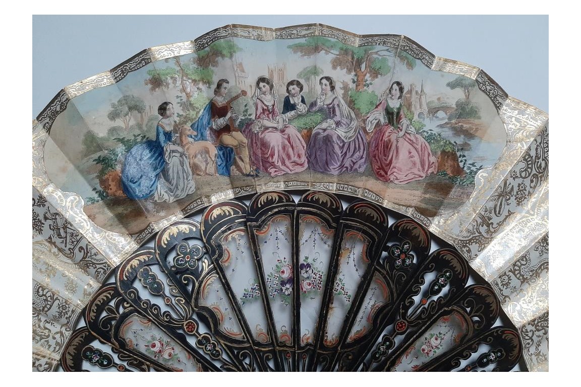 Gallantry with mica, fan circa 1860