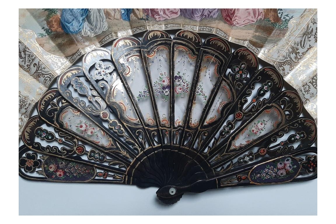 Gallantry with mica, fan circa 1860