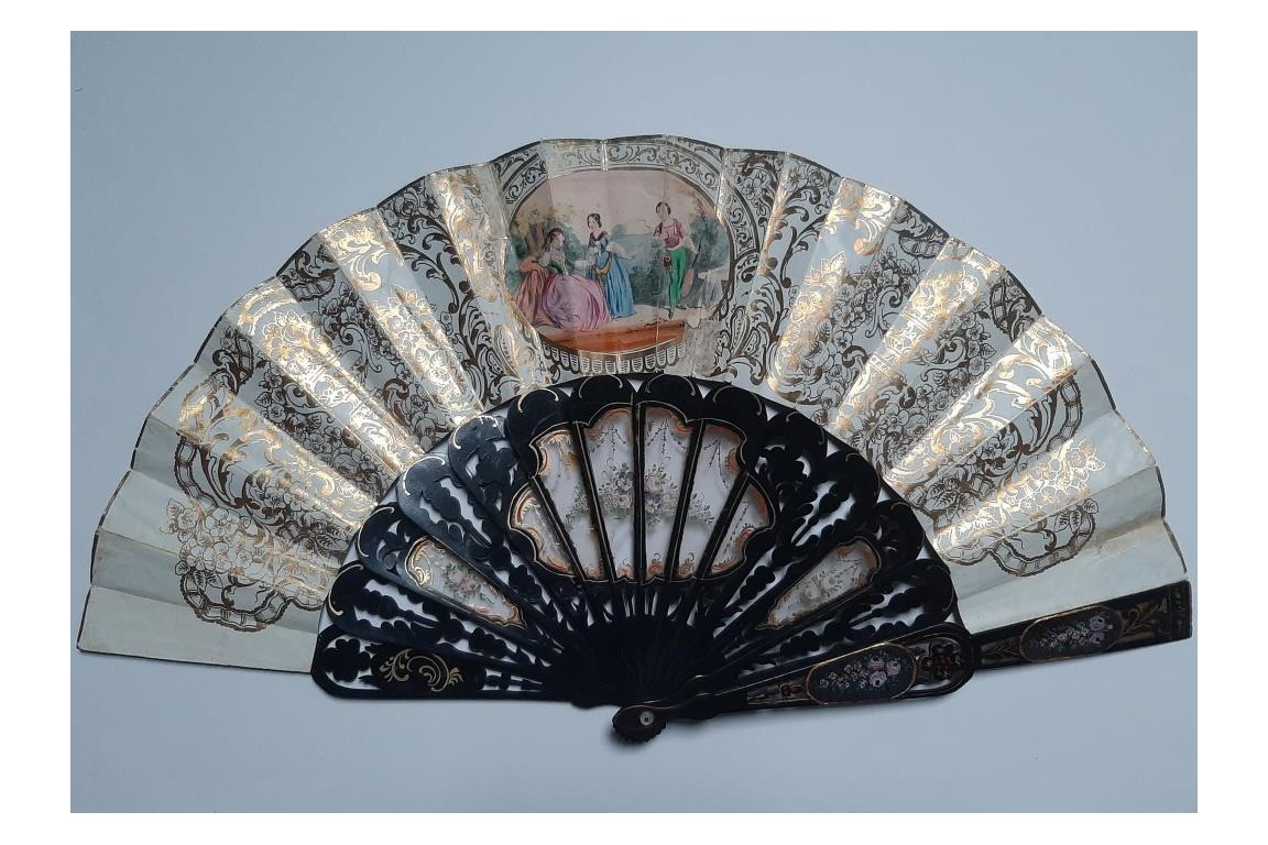 Gallantry with mica, fan circa 1860