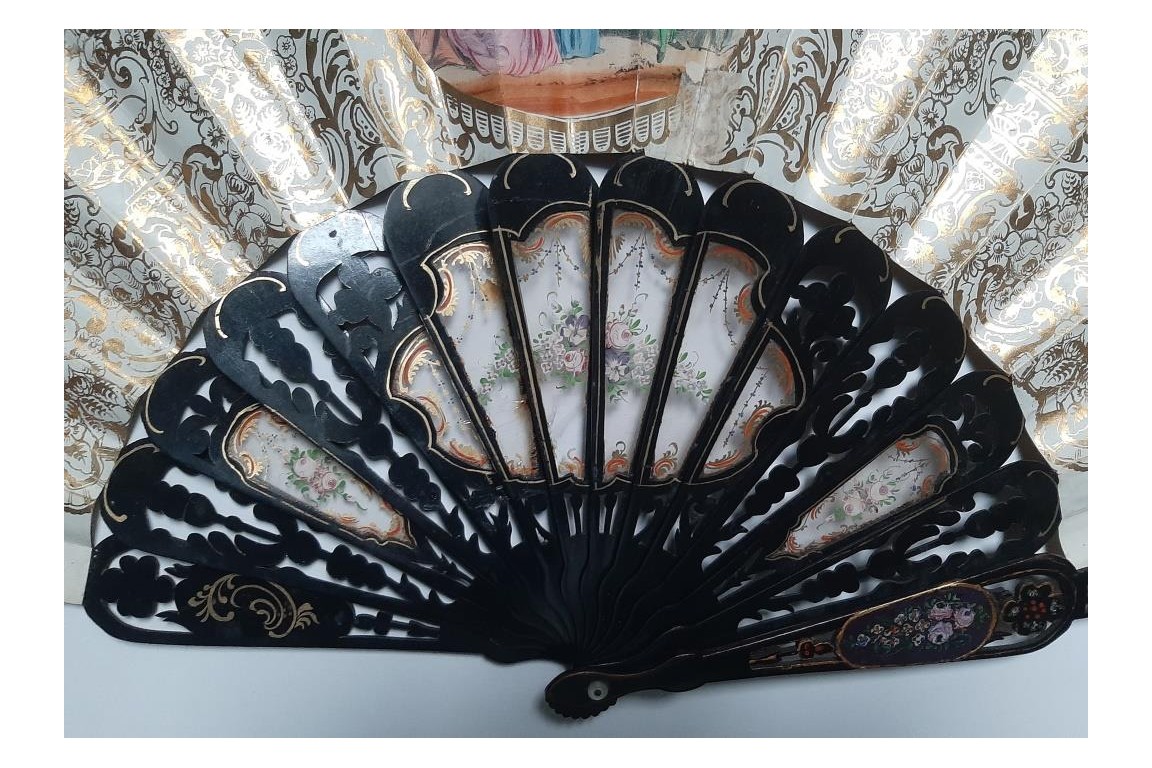 Gallantry with mica, fan circa 1860