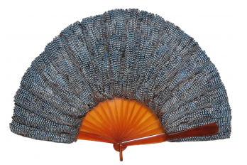 Blue jay, feather fan, late 19th century