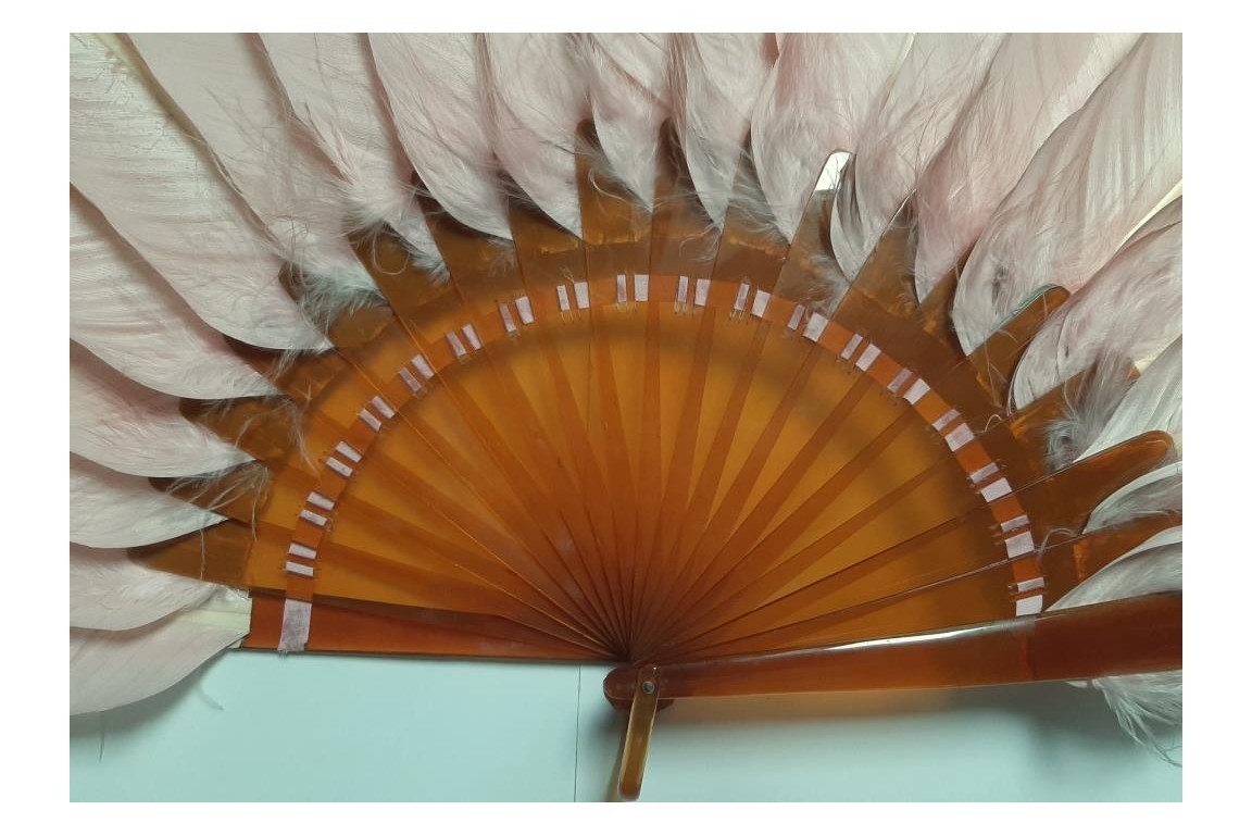 Pink goose, fan circa 1900-10