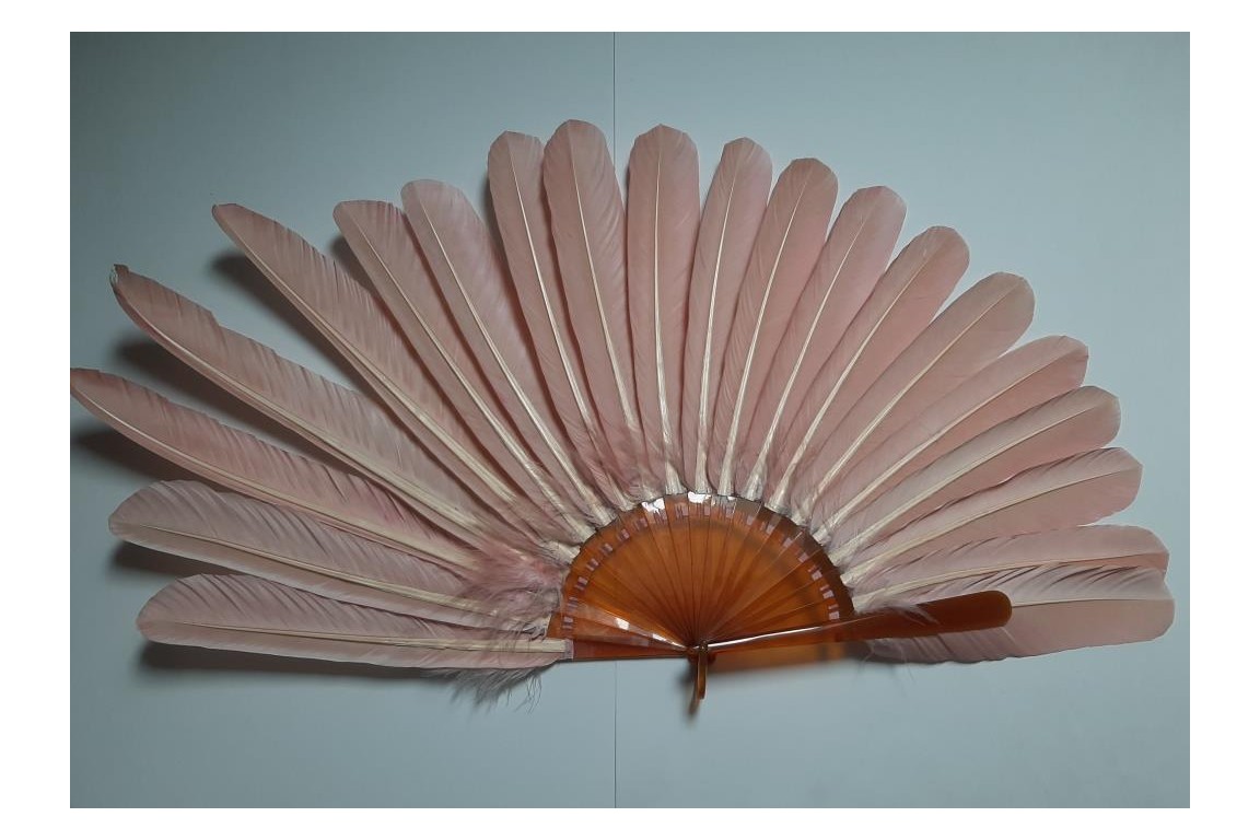 Pink goose, fan circa 1900-10