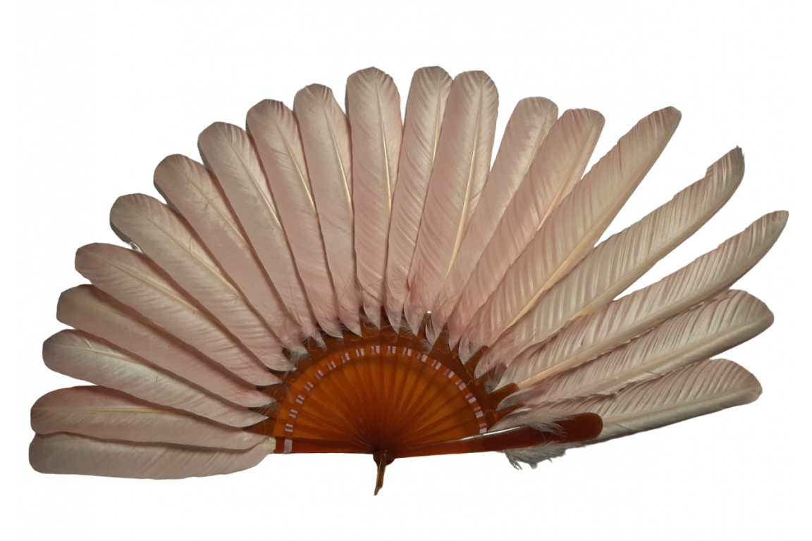 Pink goose, fan circa 1900-10