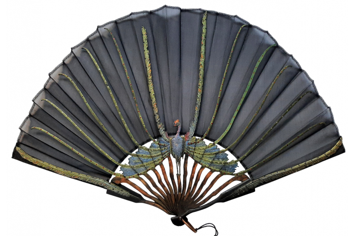 Peacock,  period Art Nouveau fan