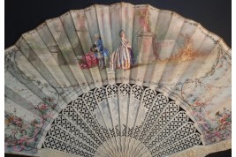 Shyness in love, fan by Edouard Lièvre, circa 1860-70