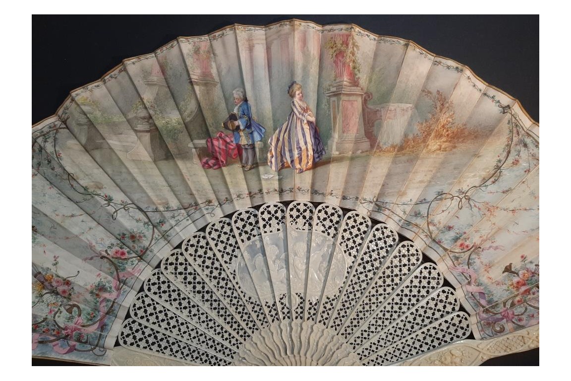 Shyness in love, fan by Edouard Lièvre, circa 1860-70