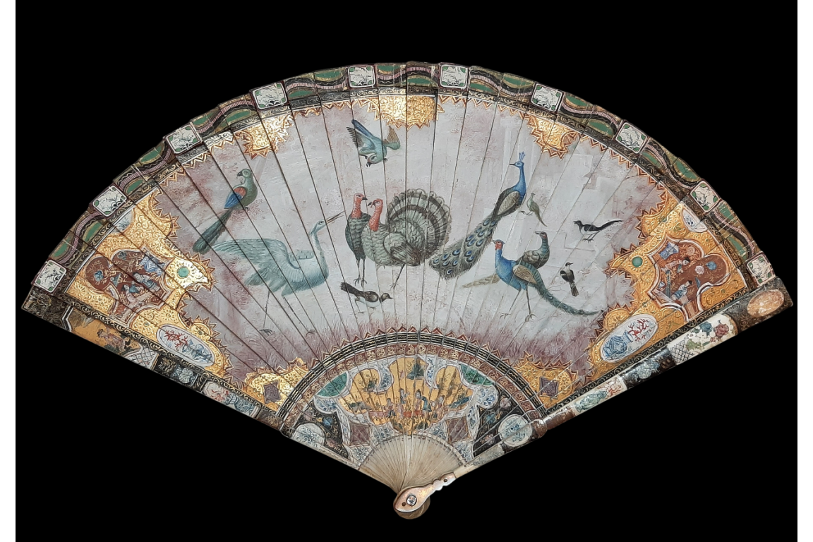 Wonderful birds, fan circa 1690