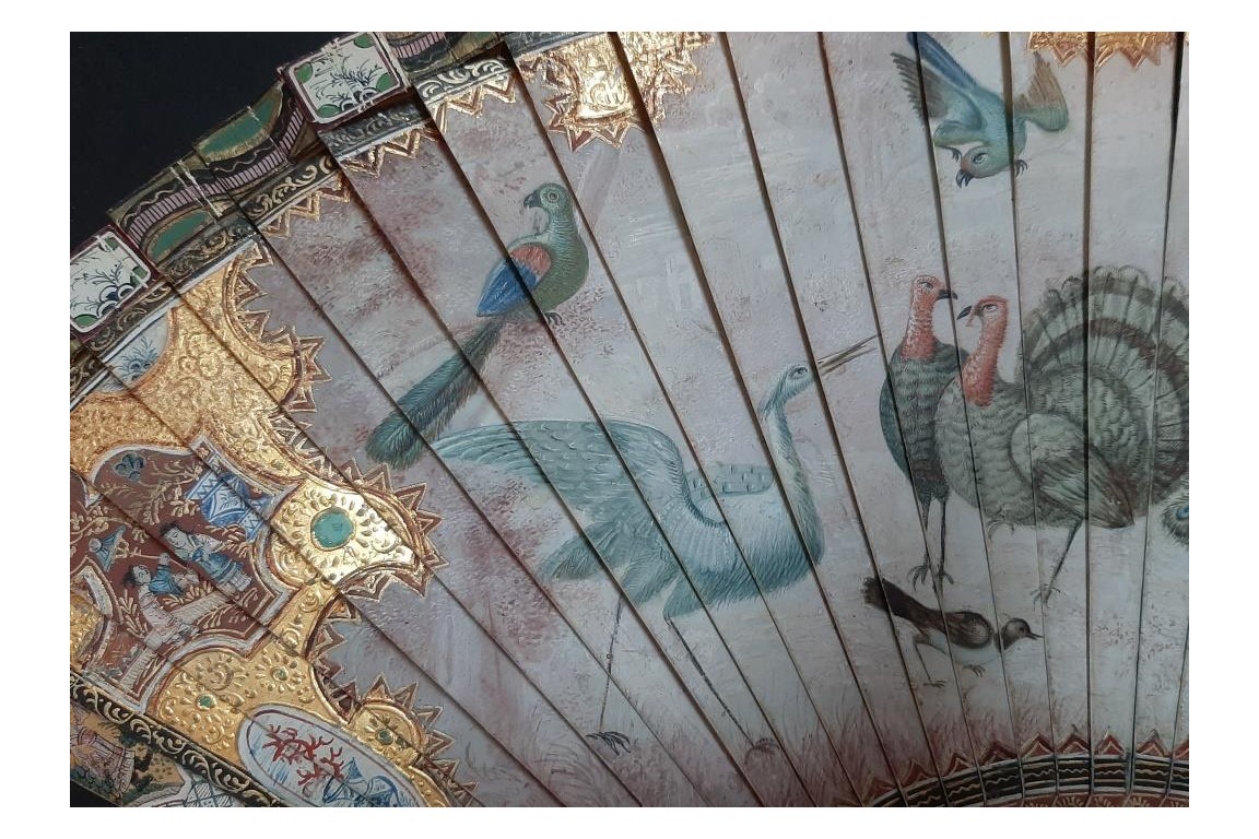 Wonderful birds, fan circa 1690