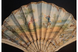 Balloon game at the castle, fan by Lucot and Rodien circa 1900