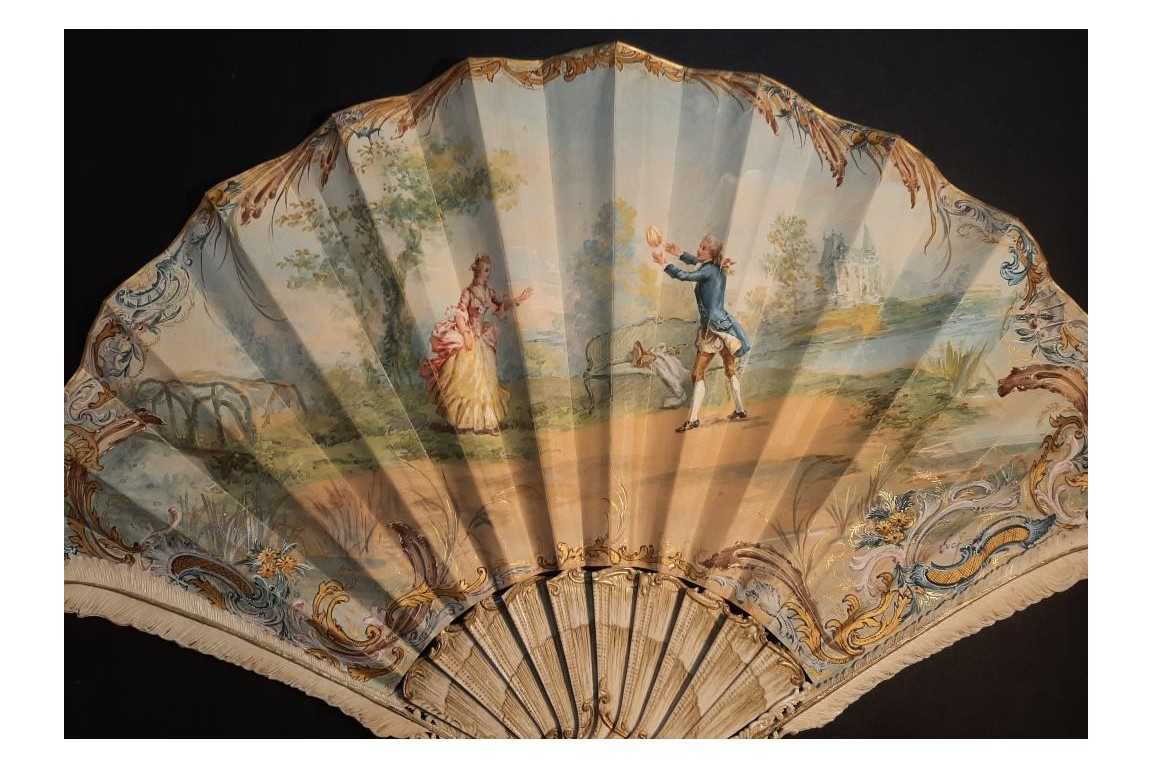 Balloon game at the castle, fan by Lucot and Rodien circa 1900