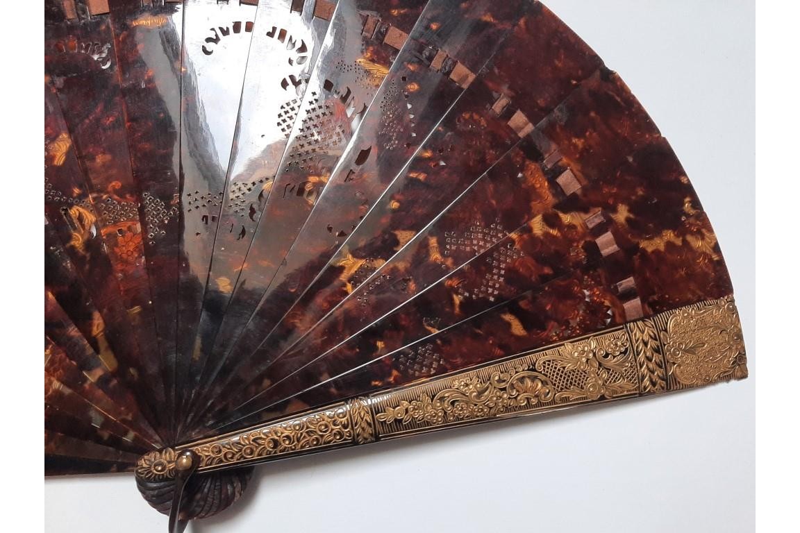 Golden tortoiseshell, fan circa 1900