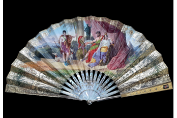 Heracles bringing the belt of the queen of Amazons, fan circa 1830