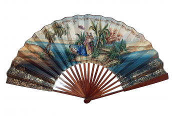 The Finding of Moses, fan circa 1840-50