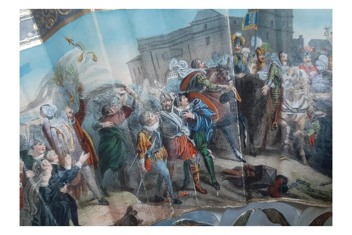 L'entrée d'Henri IV à Paris, éventail vers 1850