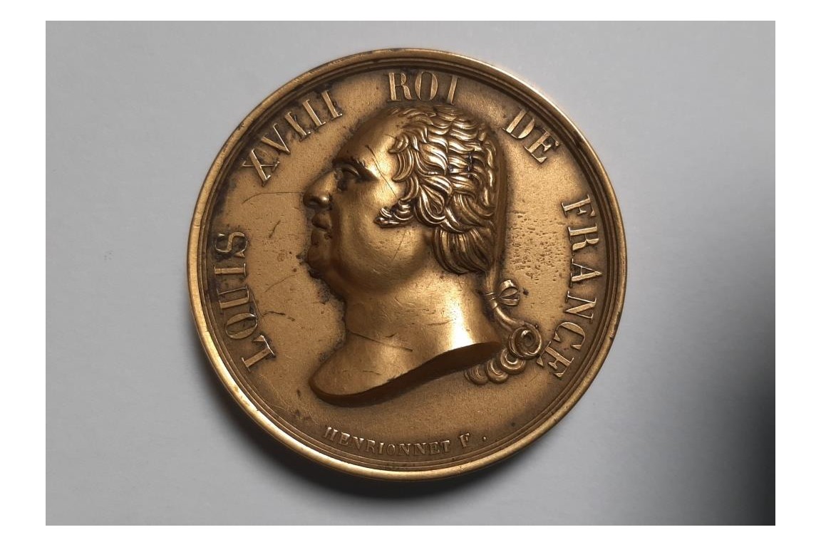 Louis XVIII et le Charte constitutionnelle de 1814, médaille-livre