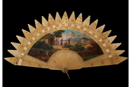 Dancing to the sound of the Italian zampogna, fan circa 1820-30