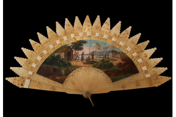 Dancing to the sound of the Italian zampogna, fan circa 1820-30