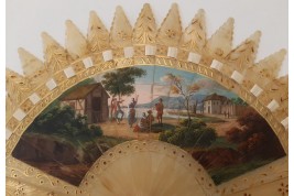 Dancing to the sound of the Italian zampogna, fan circa 1820-30