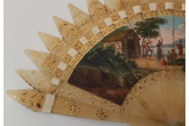 Dancing to the sound of the Italian zampogna, fan circa 1820-30