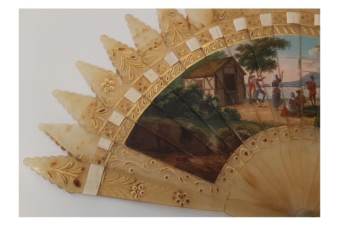 Dancing to the sound of the Italian zampogna, fan circa 1820-30