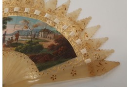 Dancing to the sound of the Italian zampogna, fan circa 1820-30