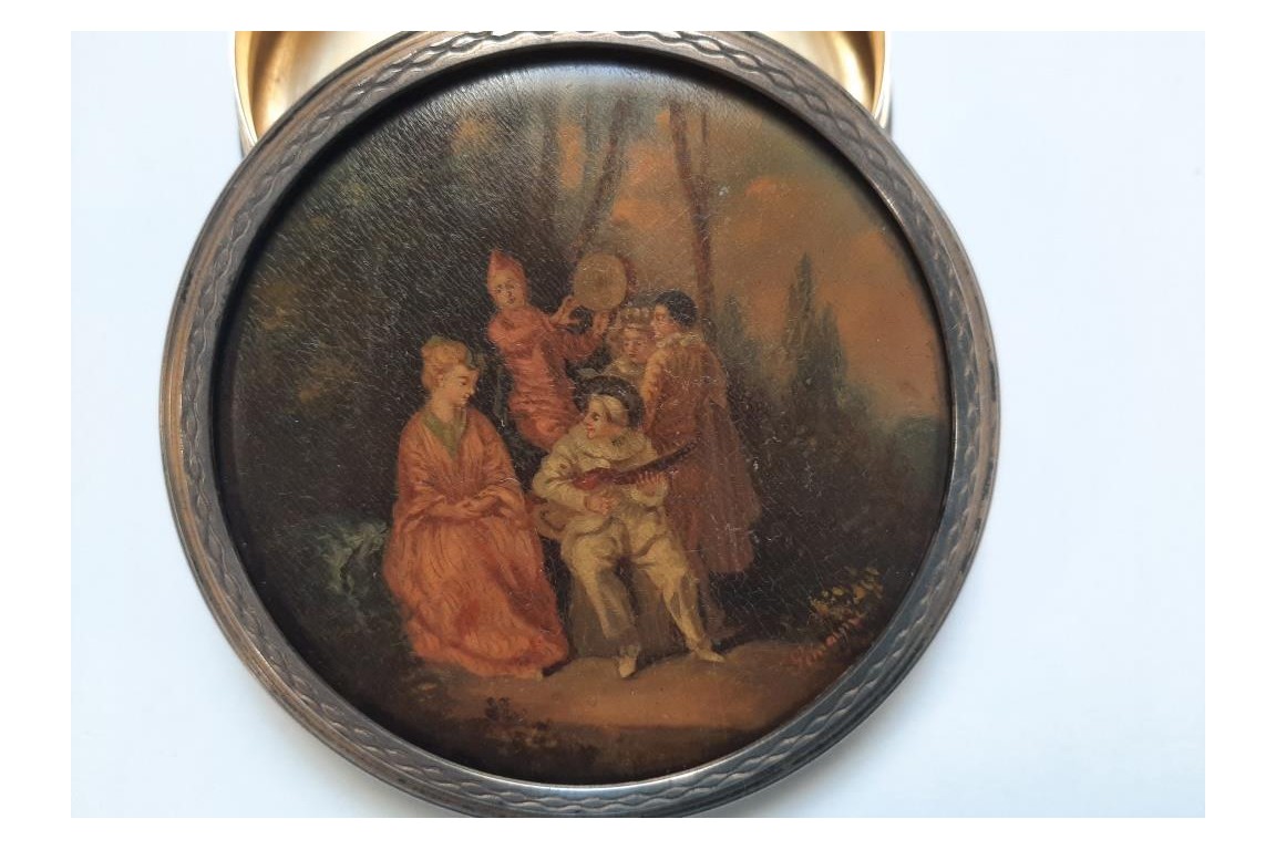 The Italian serenade,  after Watteau. Snuffbox, 19th century