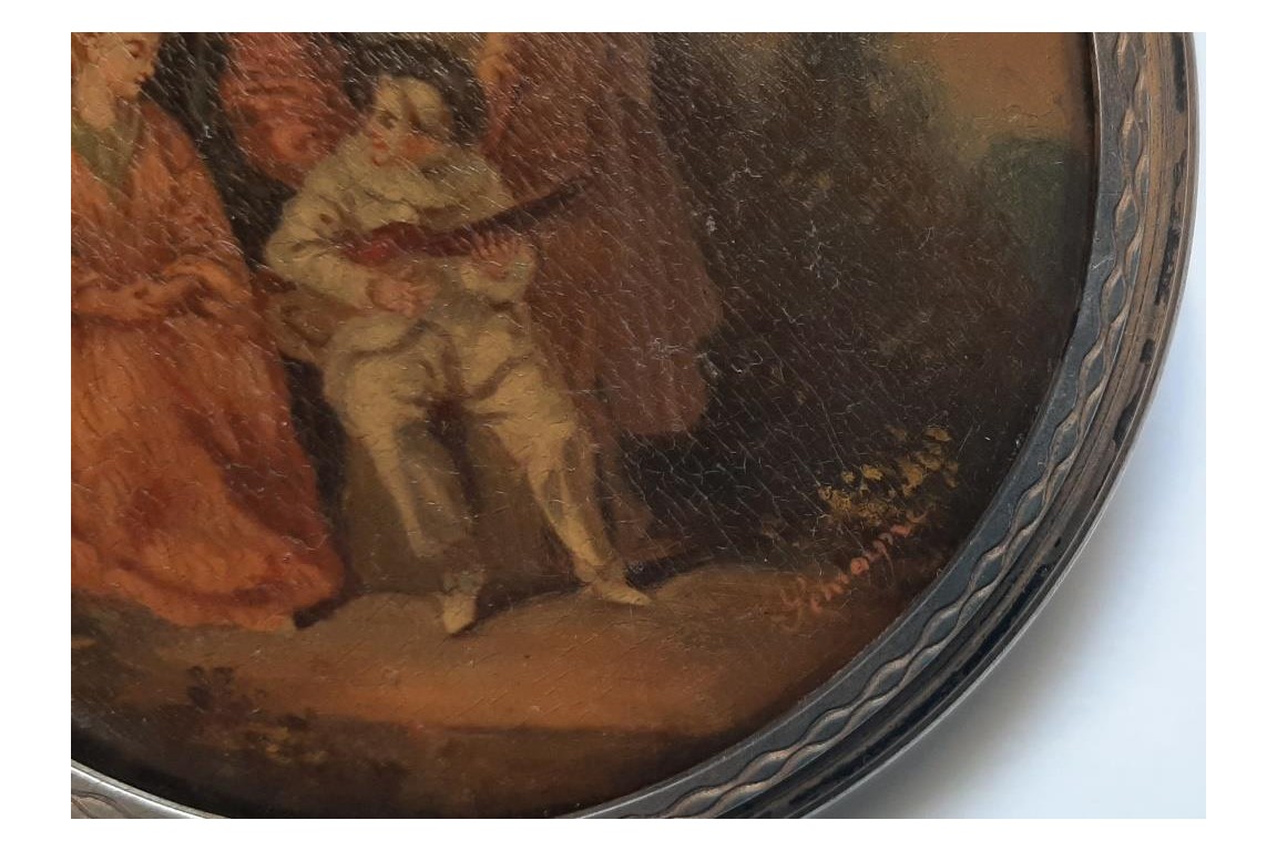 The Italian serenade,  after Watteau. Snuffbox, 19th century