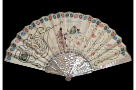 Joueuse de mandoline, éventail Art Nouveau