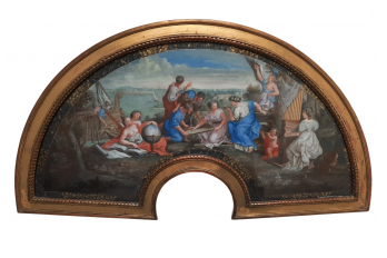 Allegory of the Accademia Partenia, fan leaf circa 1700-20