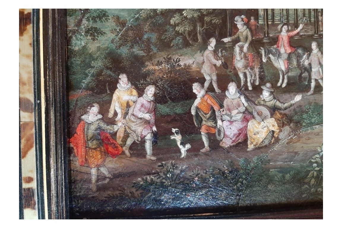 Dancing picnic, fan with rectangle 17th century